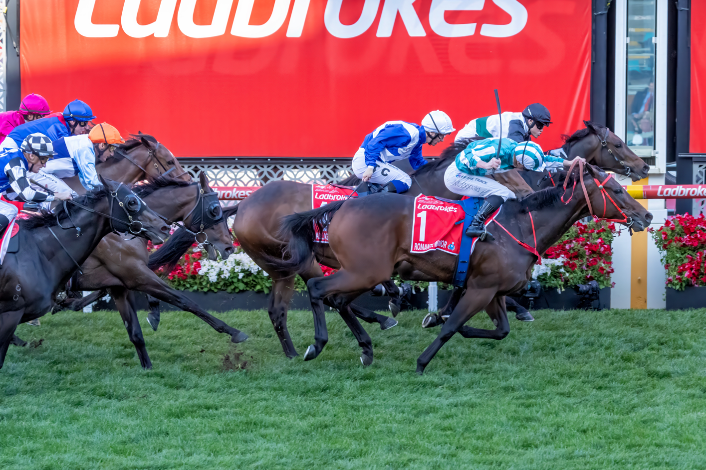 Romantic Warrior wins the 2023 Ladbrokes Cox Plate by 0.1L